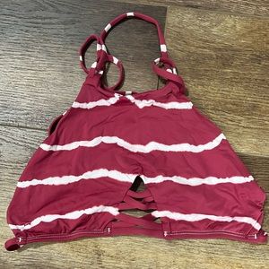 FRANKIES BIKINIS Maroon/Burgundy Stripe